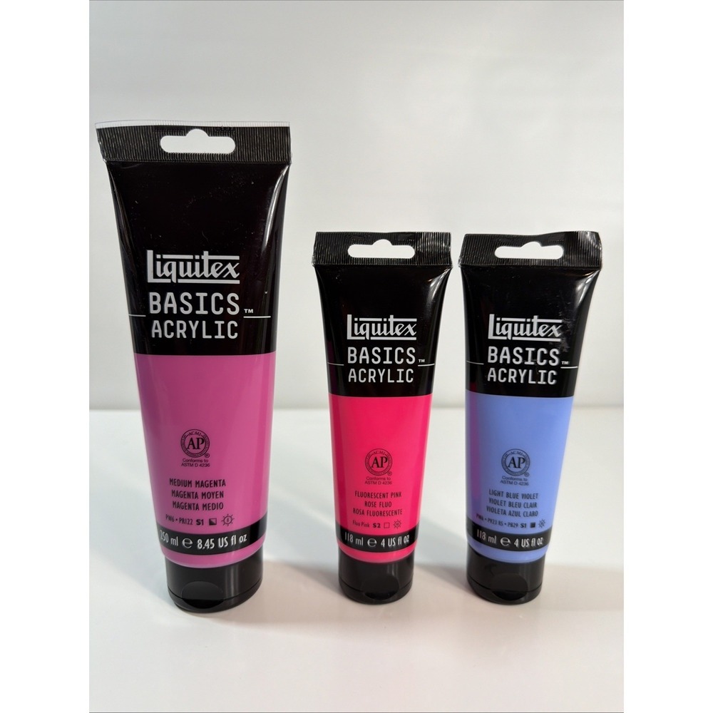 Liquitex Basics Acrylic Paint Set of 3 - Magenta, Pink, Violet